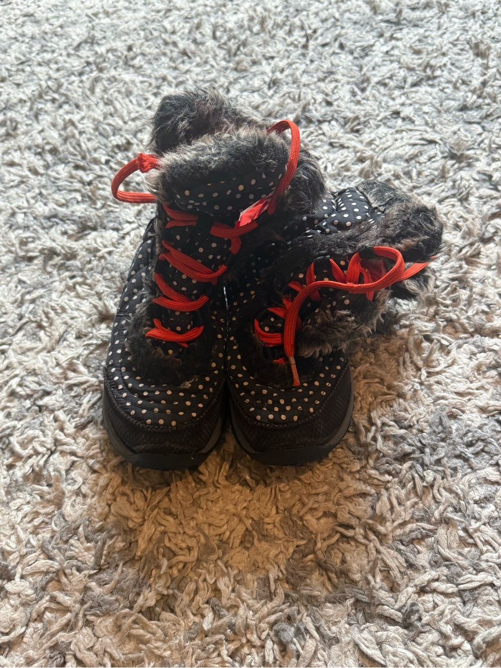 THE NORTH FACE Nuptse Polka Dot Lace Up Winter Boots Toddler Girls Size 12